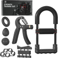 Hand Grip Strengthener Kit - Ultimate Hand Exerciser Set for Forearm Workout, Adjustable Grip Strength Trainer, Stress Relief Ball, Exercise Ring, Training and Recovery (Frosted Black)