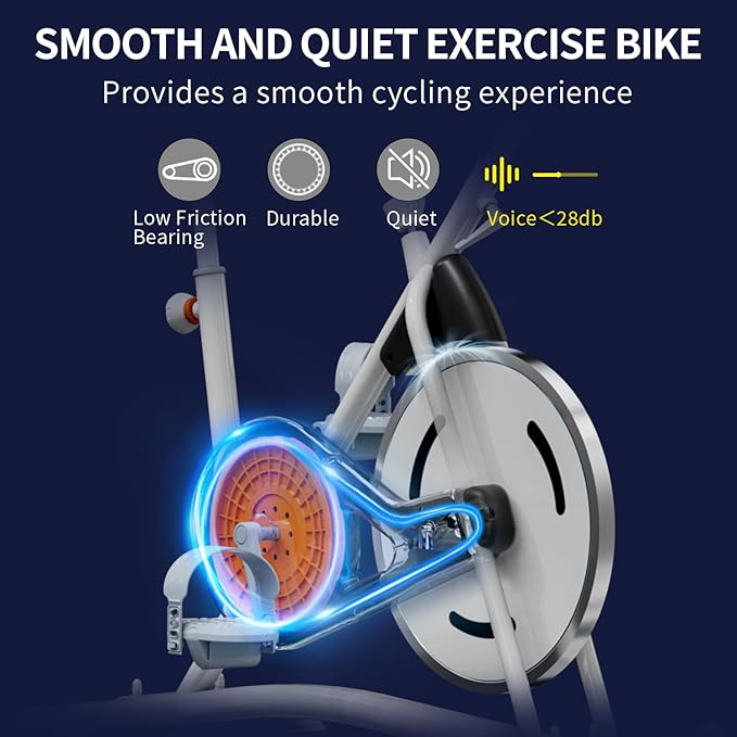 Hillhub Exercise Bike, Stationary Bikes for Home with Grip Pulse Sensor and Stepless Resistance Adjustment, Compact Indoor Cycling Bike with Tablet Mount, Compatible with APP Sync