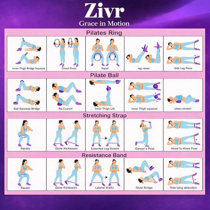Home Pilates Workout Kit - Pilates Sets for Women and Full Body Toning, 15 Inch Ring and Ball Set, Workout Accessories for Women with Resistance Bands and Non-Slip Socks