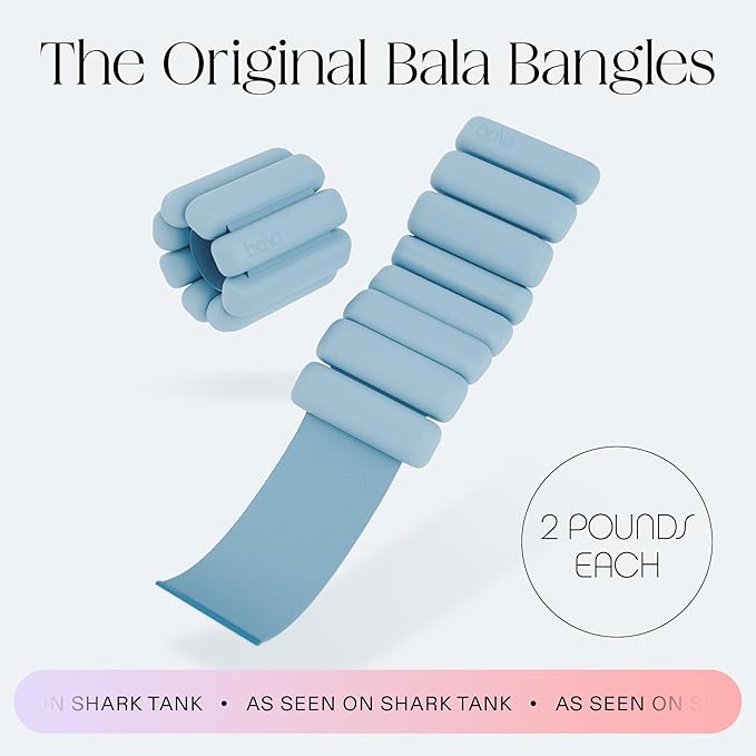 Bala Bangles Wrist & Ankle Weights for Women & Men - Adjustable Weighted Bands - Soft Silicone Arm & Leg Weights for Pilates, Yoga, Walking, Barre, Home Workout & Strength Training Exercise