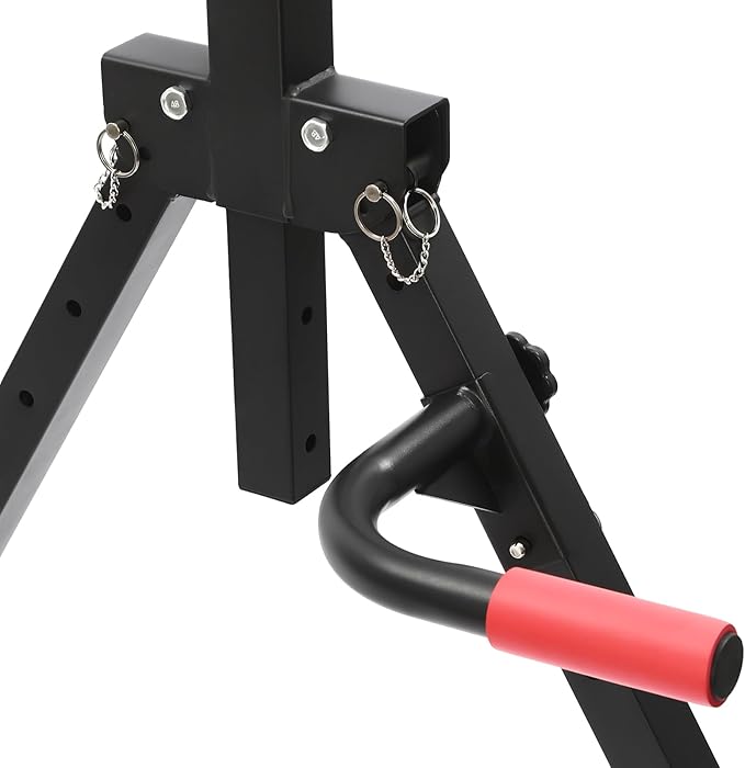 Power Tower Pull Up Bar Station Multi-Function Adjustable Height Foldable Dip Station for Home Gym Workout Heavy Duty Strength Training Fitness Equipment Stable Triangular Structure 440 LBS