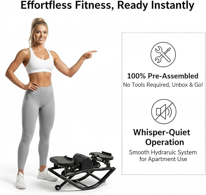 Mini Steppers for Exercise at Home, Rock Stepper Machine Side to Side, Portable Lateral Rocking Stepper with Resistance Bands, Low-Impact Home Workout Machine 330lbs Capacity, Stair Stepper Machine