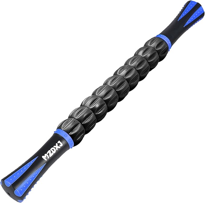 Muscle Roller Massage Roller Stick- Deep Tissue Fascia Blaster for Myofascial Pain Relief, Lymphatic Drainage & Body Sculpting, Handheld Physical Therapy & Recovery Tool (Blue black-18 inch)