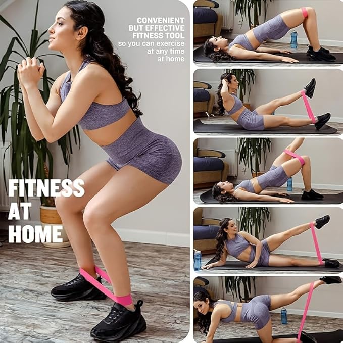 Resistance Bands for Exercise, Elastic Pilates Resistance Bands for Physiotherapy Yoga, Stretch Exercise Loops for Booty Legs (LLD-5BNANS-PINK)