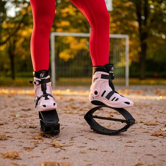 FIT BOOTS for Women Exercise - Premium Moon Shoes for Jumping, Kangaroo Shoes for Training, Cardio & Fun, Joint-Friendly, Rebounder Jumps Boots for Adults & Kids, Bouncy Workout (Women-Pink)