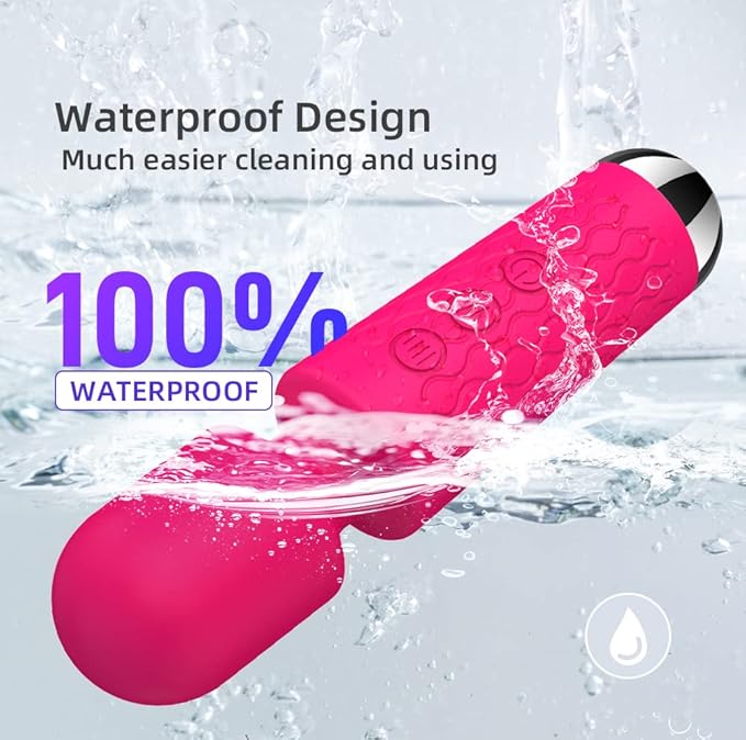 Portable Back Massager, Small Cordless Handheld Massager Wand with Personal Handheld Vibration Rechargeable Massager for Neck Shoulder Back Body(Rose Red)