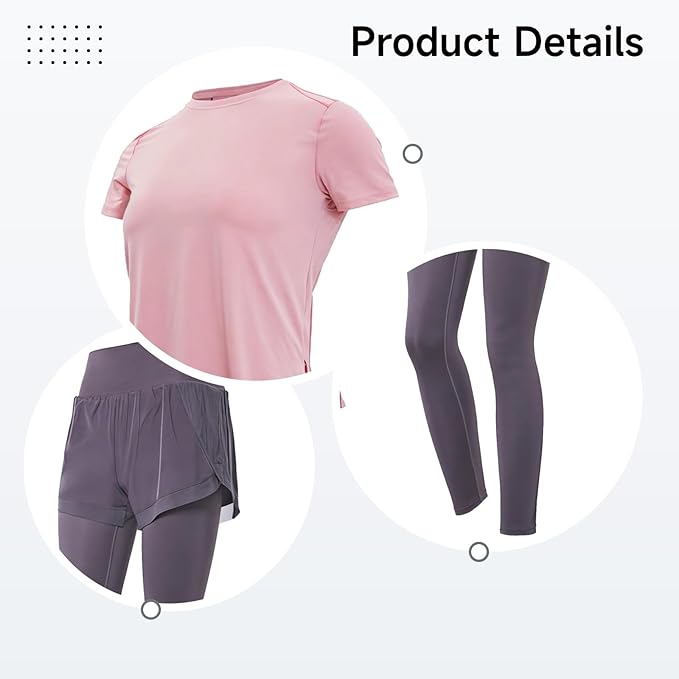 Women'S Pilates Set, Black Two-Piece Sportswear, Short Sleeve Outfit, Breathable Polyester And Spandex, Casual And Sports Xxl