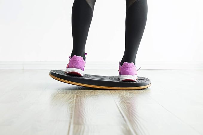 Balance Board for Standing Desks | Bentwood Frame with Comfortable Padding makes the perfect Anti Fatigue Mat or Floor Comfort Mat at your Stand Up Desk (Black, 20" Wide)