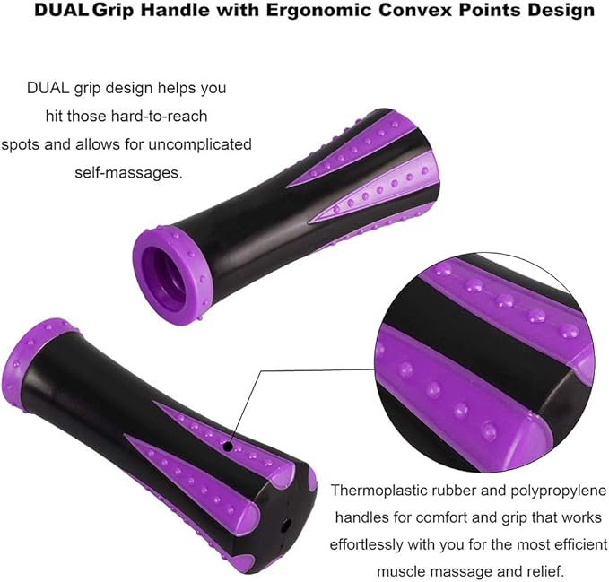 YANSYI 9-Roller Muscle Recovery Massage Stick - Deep Tissue Massager for Post-Workout Recovery & Pain Relief (Purple)