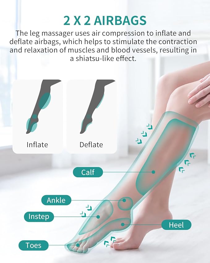 Nekteck Leg Compression Massager for Circulation and Relaxation, FSA Eligible Foot and Calf Massage Machine 2 Modes 3 Intensities with Hand-held Controller for Pain Relief, HSA Adjustable Leg Wraps