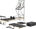 VEVOR Pilates Reformer Machine, Pilates Workout Equipment for Home Gym Studio Use, Pilates Reformer with Sitting Box and Jumpboard，fit for Beginners & Advanced Users