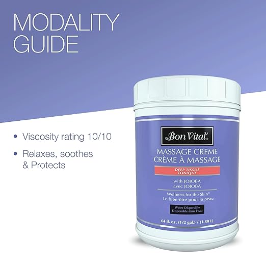 Bon Vital' Crème for Muscle Relief and Sports Recovery, Rich Formula for Soreness and Body Support, 1/2 Gallon Jar