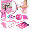 18 Pcs Pilates Kit for Home Workouts Women, 14" Magic Circle with Pilates Ring and Ball Set, 3 Fabric Resistance Bands & 5 Latex Bands for Core Strength, Toning & Flexibility.