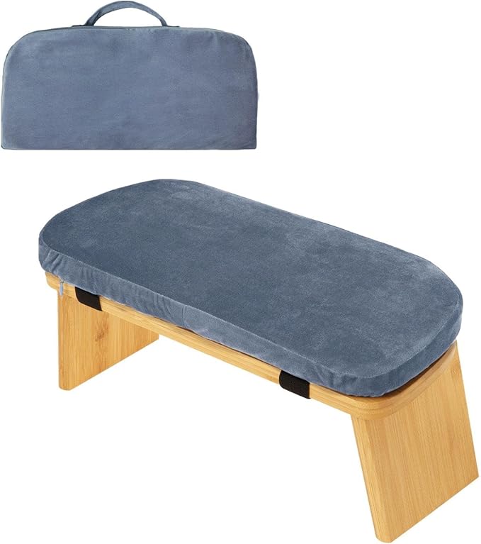 Meditation Bench, Bench for Home, Stable, Stool, Bamboo, Stable for Kneeling Or Sitting, Meditation Stool, Knee Stool, Light Blue