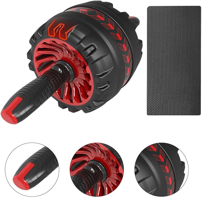 Balacoo Double Wheel Ab Roller with Knee Pad, Silent Return Fitness Roller Wheel for Home Workout, Abdominal Exercise Equipment for Strength Training