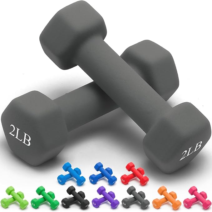 Portzon Weights Dumbbells 10 Colors Options Compatible with Set of 2 Neoprene Dumbbells Set,1-15 LB, Anti-Slip, Anti-roll, Hex Shape