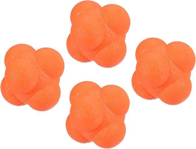 4 Pack Reaction Ball - TPR High Difficulty Flexibility Training Ball Apply to Sports Exercise Daily Use (47 x 47 x 55mm, Orange)