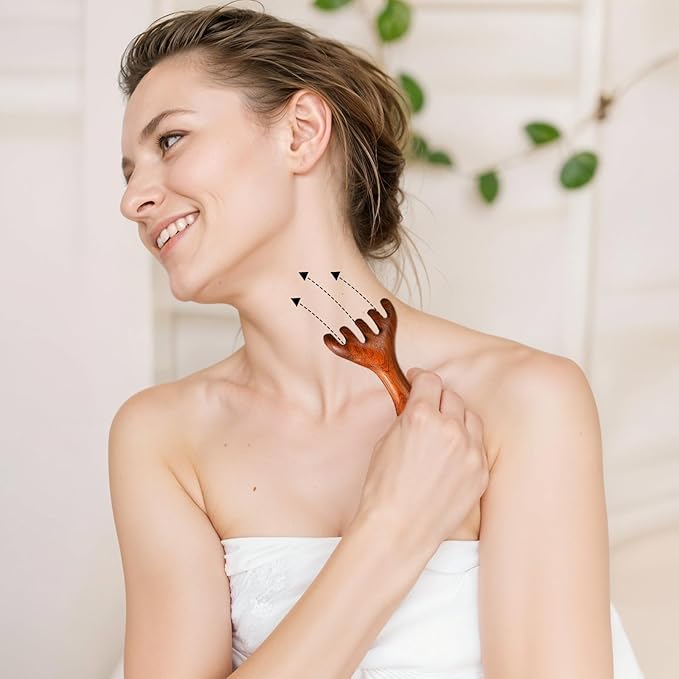 2 Pcs Wooden Massage Tools 5-Claw Wooden Scalp Massager Comb Meridian Therapy Manual Scalp Massager Natural Sandalwood Guas Sha Tools Ergonomic Handheld Massage Stick For Head Neck Face Nose Jaw