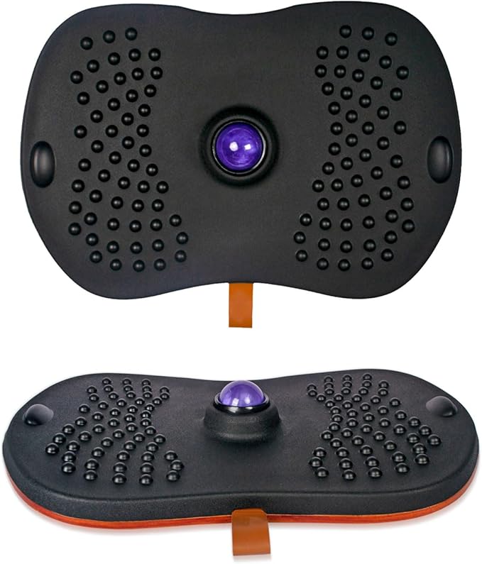 Balance Board for Standing Desk with Massage Ball, Anti-Slip Wobble Board for Office & Home, 360° Rotation Wooden Core Mat for Foot Pain Relief & Anti-Fatigue, Supports 300 lbs