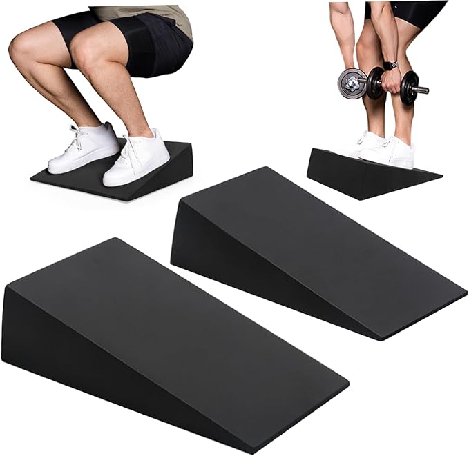 1 Pair Squat Wedge Block 13x6x3.5 Inch EVA Supportive Workout Yoga Block for Fitness, Pushup, Weightlifting, Foot Stretching.