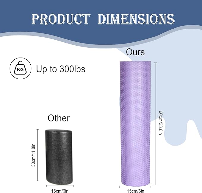 23.6″ Large Foam Roller – Solid High-Density EPP Yoga Column, 5.9″ Diameter for Full-Body Stretch & Myofascial Release, Excercise, Massage and Recovery (Purple)