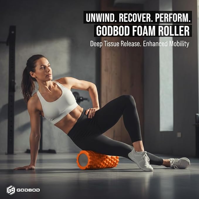 Strong Foam Roller - Deep Tissue Medium Density Muscle Massager with Myofascial Trigger Point Release, Back Massage Roller for Soreness and Mobility 13 x 5.5 Inch