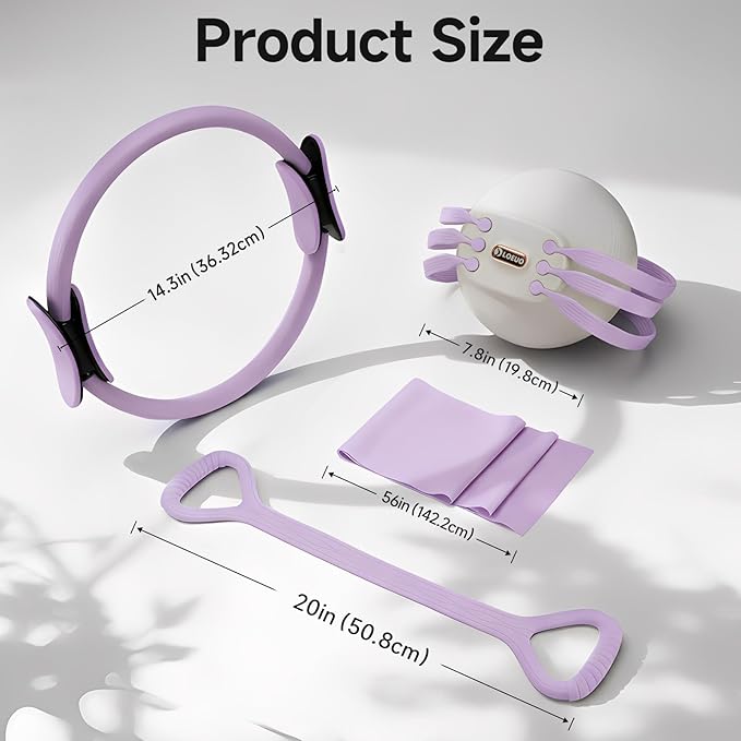 at Home Pilates Kit for Women, Pilates Equipment for Home Workouts, Adjustable Resistance Pilates Ball and Ring Set for Exercise