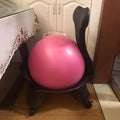 Yoga Ball Chair Pink for Home Desk, Stability Ball ＆ Balance Ball Seat Ergonomic Chair, Exercise Ball Chair with Base ＆ Back Support