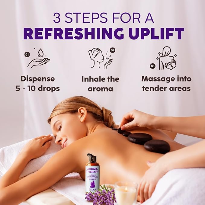 Kukka Aromatherapy Massage Oil for Massage Therapy - 3.38 Fl Oz - Full Body Oil Relaxing, Lavender, Orange, for Women & Men - Spa Quality & Deeply Moisturizing