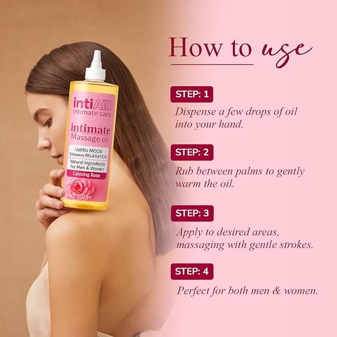 Intimate Body Massage Oil for date nights. Uplifts mood & Enhances Relaxation during Intimate Moments. Gentle & Natural Nourishing Ingredients like Jojoba, Almond Oil & Vitamin E - 7 Fl Oz