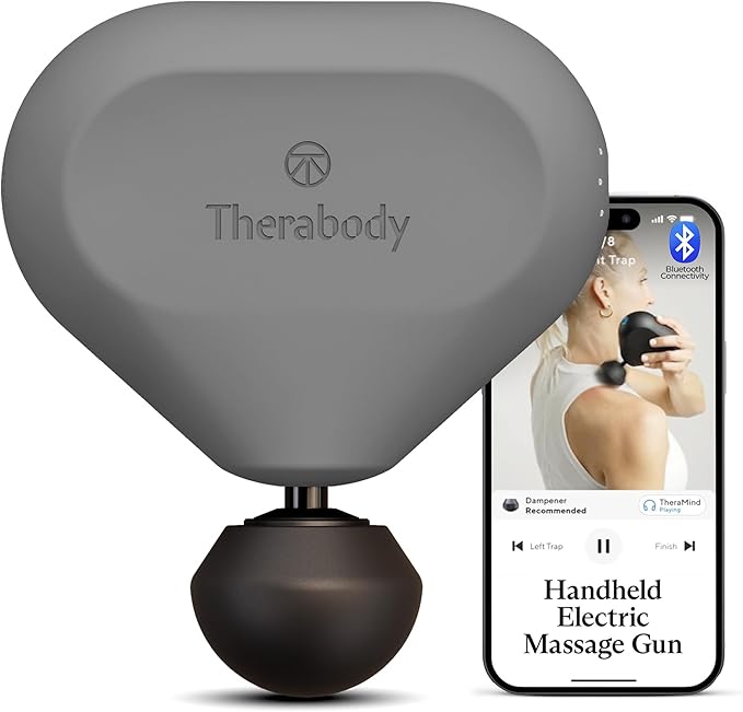 TheraGun Therabody Mini (2nd Gen) Massage Gun - Portable Massage Therapy for Relief Anytime, Anywhere – Includes 1 Standard Ball Attachment – Gray