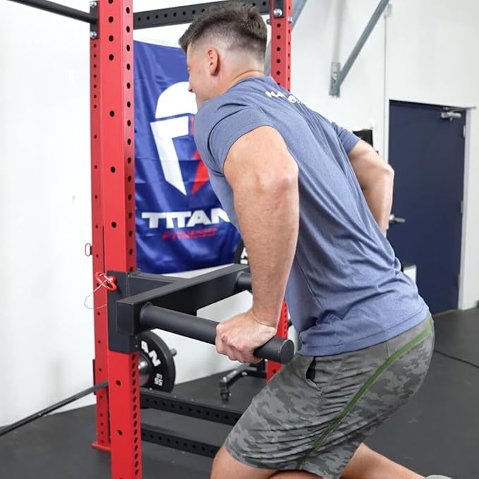 Titan Fitness Y-Dip Bar Fits T-3 Series Power Racks, Rack Mounted Dip Attachment, 500 LB Capacity, Dip Bar Station for Tricep Dips, Bodyweight Training, Calisthenics, Squat Rack