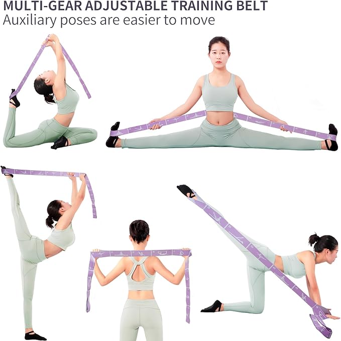 Yoga Strap with 10/12 Loops - Multi-Functional Stretch Band for Pilates, Dance, Gymnastics, Physical Therapy, Flexibility & Resistance Training, Ballet, Latin Workouts