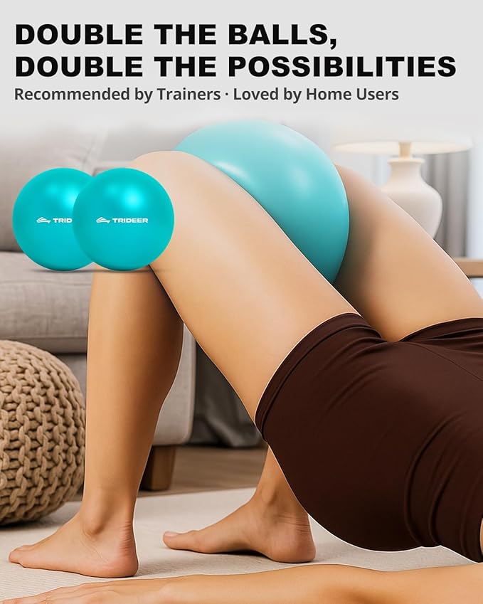 Trideer 9-Inch Pilates Ball, Small Exercise Ball for Yoga, Core Training, Physical Therapy, Balance, Stability and Stretching Pilates Equipment with Inflation Straw