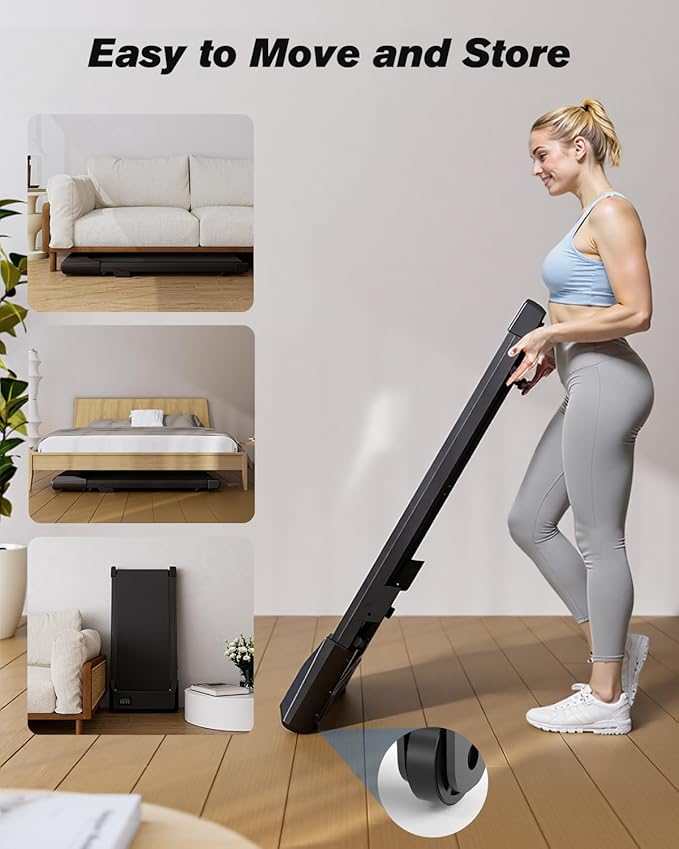 SupeRun Walking Pad, Under Desk Treadmill, 3 in 1 Portable Treadmill with Remote Control LED Display, 2.5 HP Quiet Walking Jogging Machine for Office Home Use, 300 Lbs Capacity