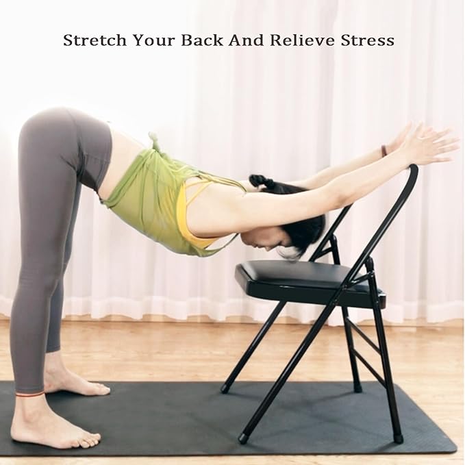 Yoga Chair,Double Beam Pilates Chair,PU Seat Surface Comfortable and Soft,for Home Office Dining Indoor Outdoor