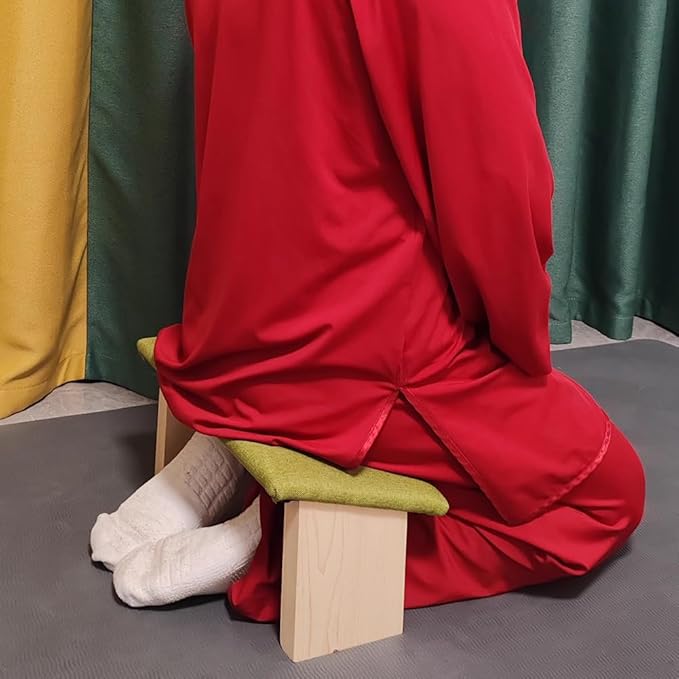 Meditation Stool, Solid Wood Folding Meditation Stool, Easy to Carry Out, Yoga Meditation Stool, Kneeling Tea Stool, Inclined Stool,Beige