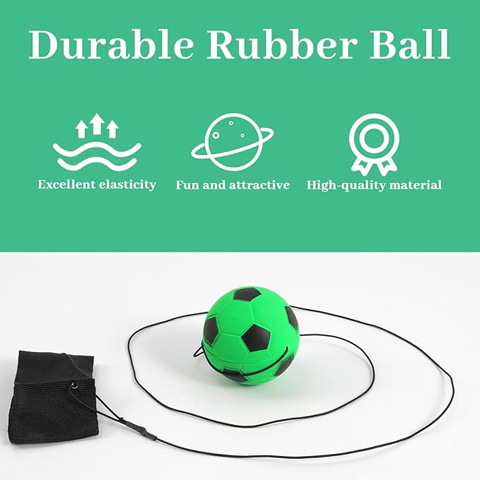 Green Wrist Ball, 2.36 Inch Rebound Ball Bounce Back with Wrist Strap, Rubber Sports Elastic String Exercise Activity and Play for Adults Teens