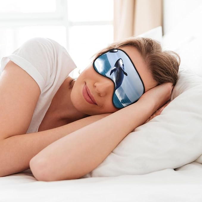Whales at sea Head-Mounted Double-Sided Light-Blocking Sleeping Eye mask to Protect Eyes and Relieve Eye Fatigue