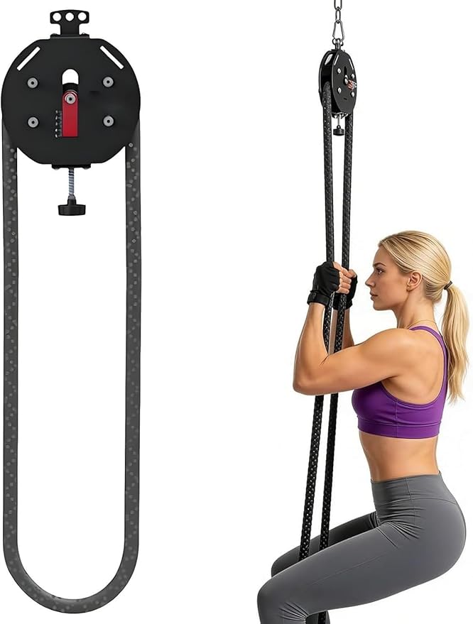 Endless Rope Trainer, Portable Cable Pulley System, Adjustable Tricep Rope Attachment, 30kg Max Resistance, Full Body Workout & Strength Training for Grip,Arms,Back,Body Coordination Exercises