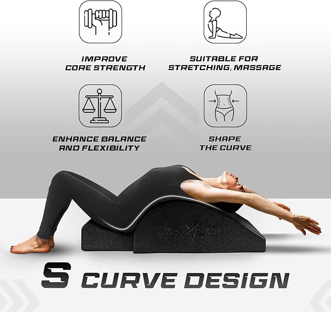 Yes4All Pilates Spine Corrector, Pilates Arc, 350lbs Foldable Pilates Massage Bed Barrel, Core Strengthening and Stretching