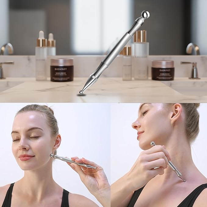 BYYDDIY Stainless Steel Dual Head Facial Reflexology Tools,Body Point Probe Pen &Trigger Point Massager Tool for Deep Tissue (P-L)