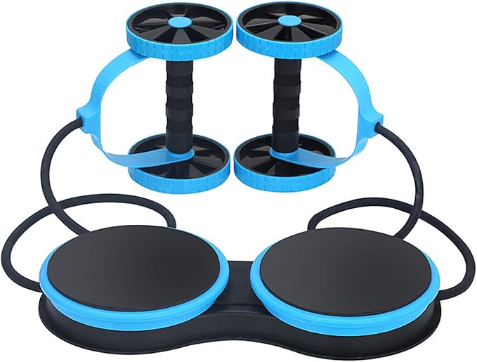 Ab Roller Wheel Multifunctional Pull Rope with Twister Board for Exercise - Double Abdominal Fitness Roller Waist Twisting Disc for Home Gym & Abs Workout Equipment.