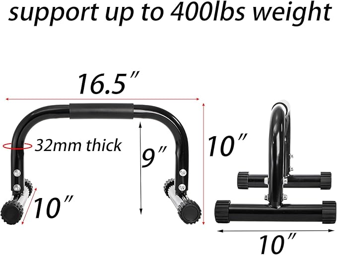 TOPZEA 2 Pack Parallettes Bars, 10" High Steel Push Up Handles Bars Strength Training Anti-Slip Calisthenics Equipment for Handstand, Full Planche, L-sit & Dip, Home Fitness & Gym Floor Workouts