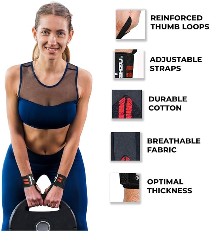 Wrist Wraps Weightlifting - Premium Quality Wrist Straps for Weightlifting,18 inch Weight Lifting Wrist Wraps, Heavy Duty Gym Wrist Wraps with Thumb Loop, Adjustable Wrist Support Wrist Strap