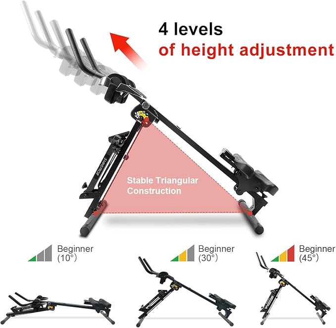 Tousains 3 in 1 Foldable Rowing Machine, AB Machine with 3 Level Angle & Led Monitor, Multi-Functional Rower Fitness Equipment Home Gym Full Body Fitness Machine