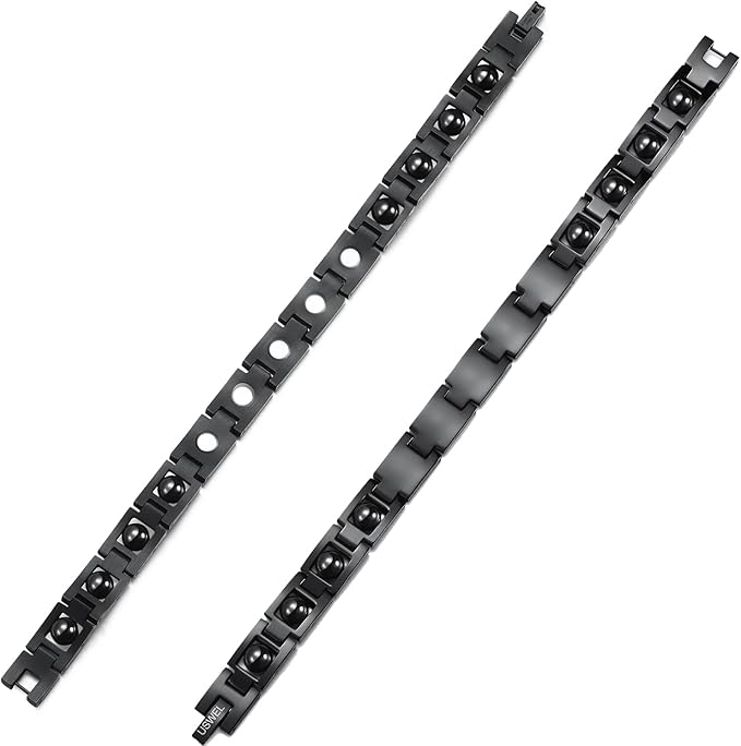 Women's Magnetic Therapy Bracelet with Rotable Obsidian Beads & 5 Powerful Magnets – Adjustable, Stylish Wellness Accessory for Stress Relief, Pain Relief & Energy Balance(Black)