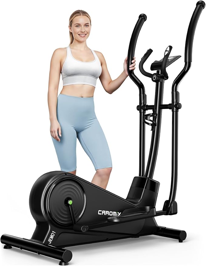 Caromix Elliptical Machine with Magnetic Resistance, Elliptical Exercise Machine for Home with LCD Monitor and Hyper-Quiet Magnetic Driving System, 300LBS Loading Capacity