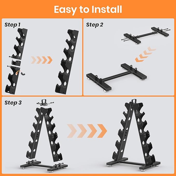 TomCare 6-Tier|5-Tier|4-Tier Dumbbell Rack Stand Only, Weight Rack for Home Gym Storage Stand for Weights Metal A-Frame Strength Training Dumbbell Holder with Handle (Dumbells not Included)
