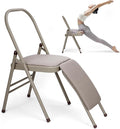tonchean Yoga Auxiliary Chair with Lumbar Back Support Professional Thickened Foldable Balance Handstand Training Tool Abs & Core Strength Training for Seniors and Adults（Gray）